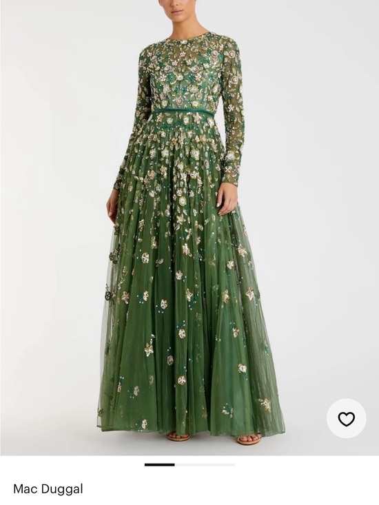 Mac Duggal Dresses & Skirts - Mac Duggal Emerald Green Embellished Long Sleeve Tulle Gown